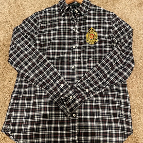 ✨Like New✨Lauren Ralph Lauren plaid button up shirt 🖤♥️💛 - Picture 2 of 4